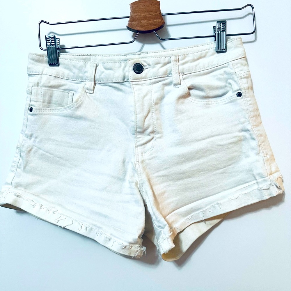 Zara white jean shorts.
